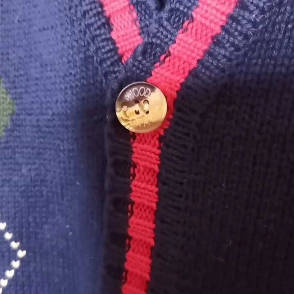 Vintage Woods & Gray Button-Down Argyle Sweater Vest Navy Green. XL 100%…